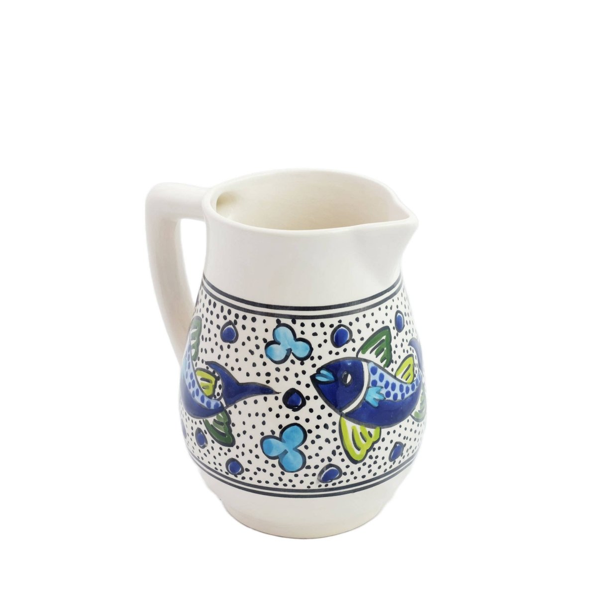 Blue Fish | Hand-Painted Ceramic Pitcher - The Savory Pantry
