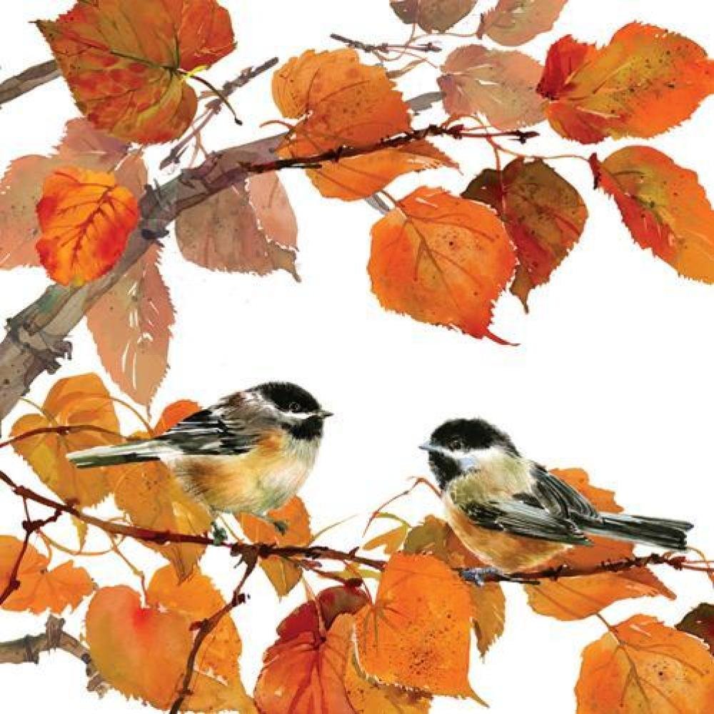 Autumn Birds Beverage Napkin - The Savory Pantry