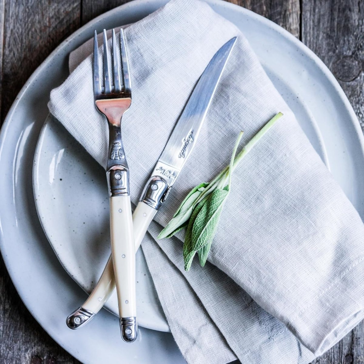 Jean Dubost 24-Piece Flatware Set | Linen - The Savory Pantry