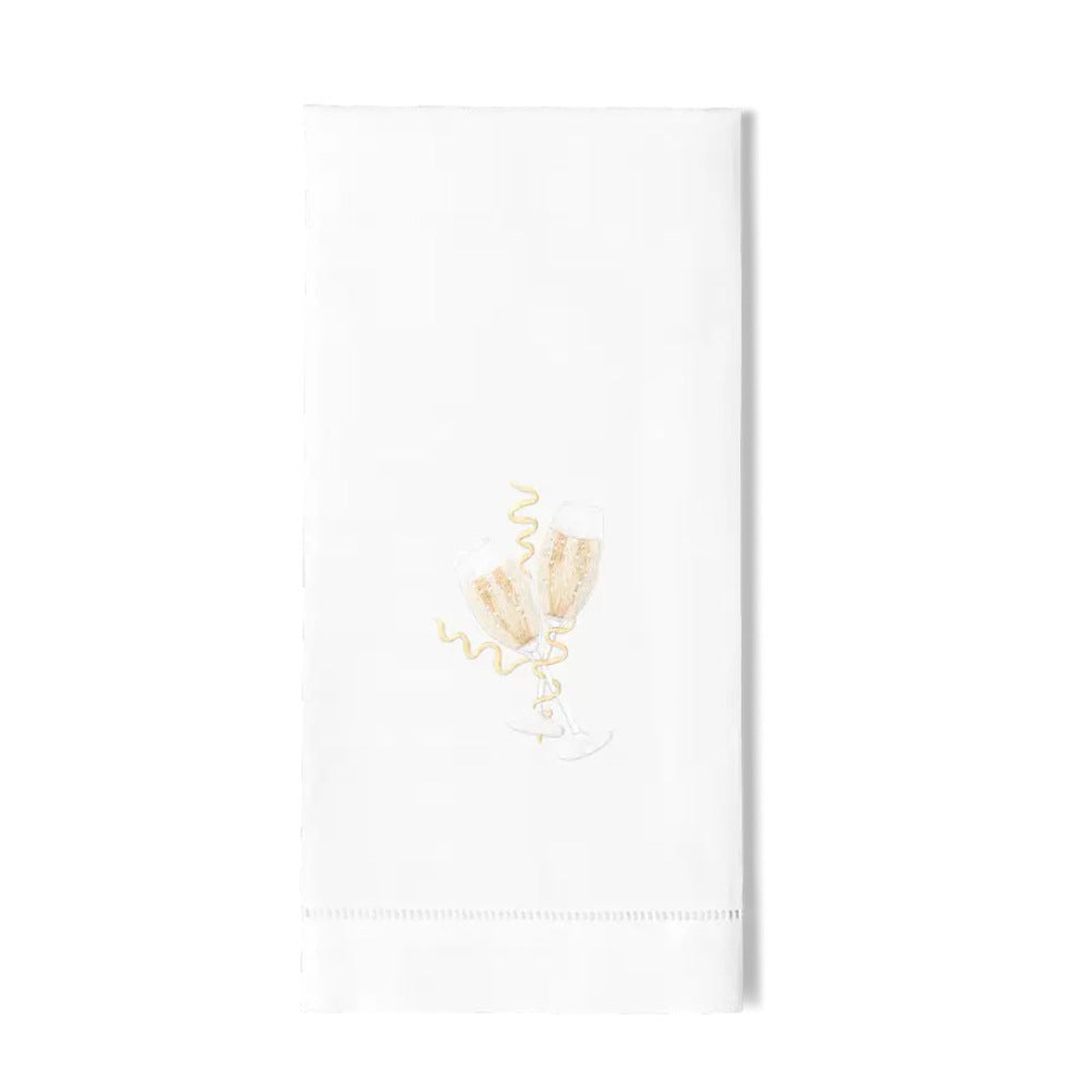 Champagne Celebration Embroidered Hand Towel