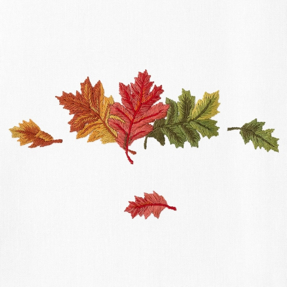 Fall Leaves Embroidered Hand Towel