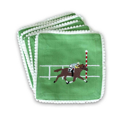 Finish Line Embroidered Cocktail Napkins - Set of 6