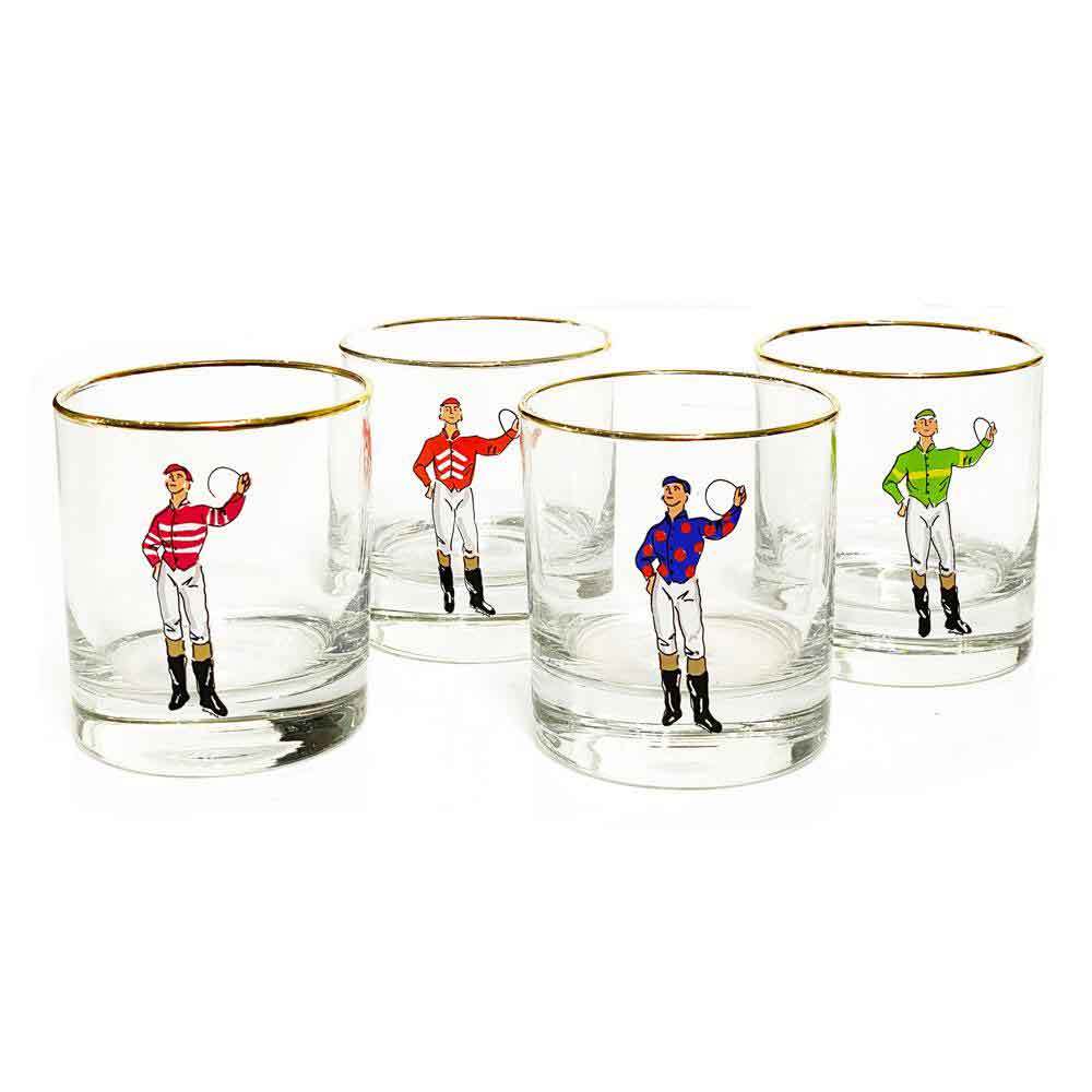 Jockey Silks Bourbon Glasses, Set of 4