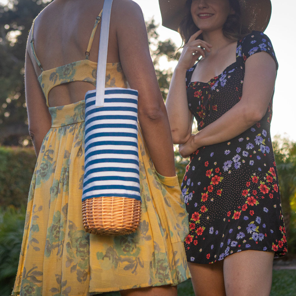 Malbec Blue & White Stripe Wine Tote