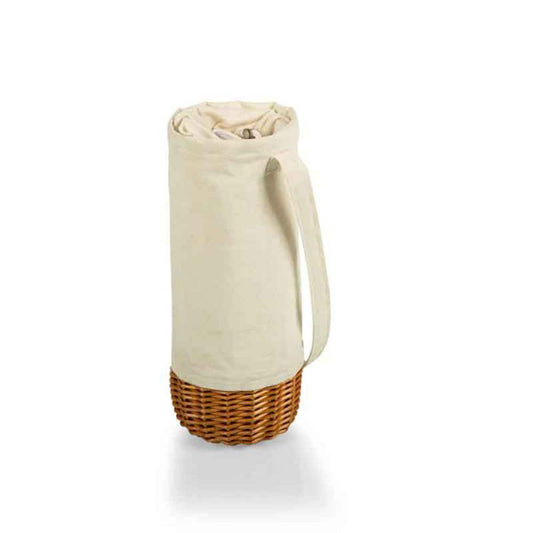 Malbec Insulated Canvas & Willow Wine Tote - Beige