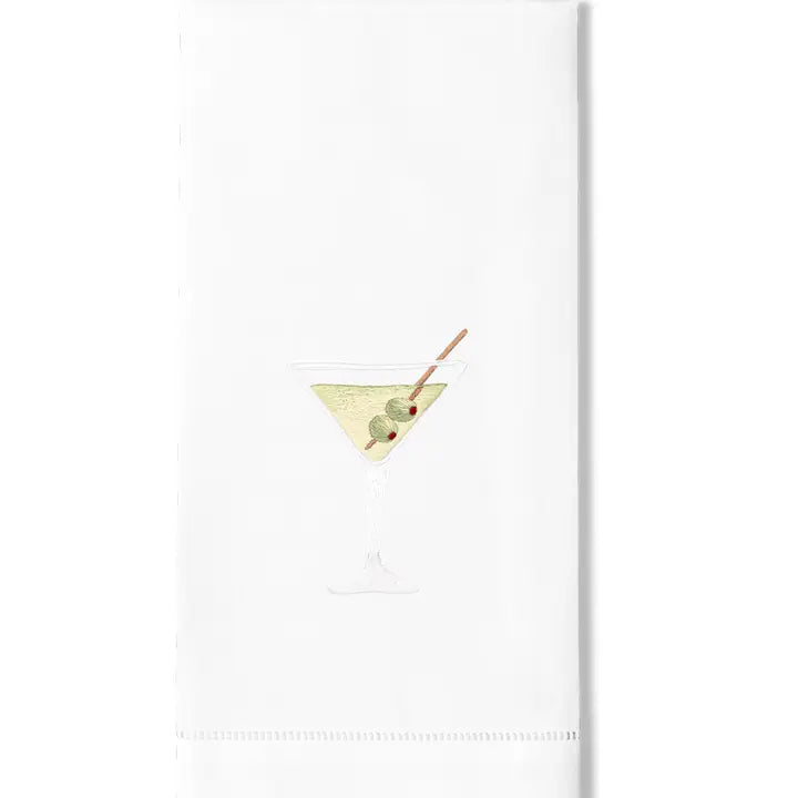 Martini Hand Embroidered Bar Towel