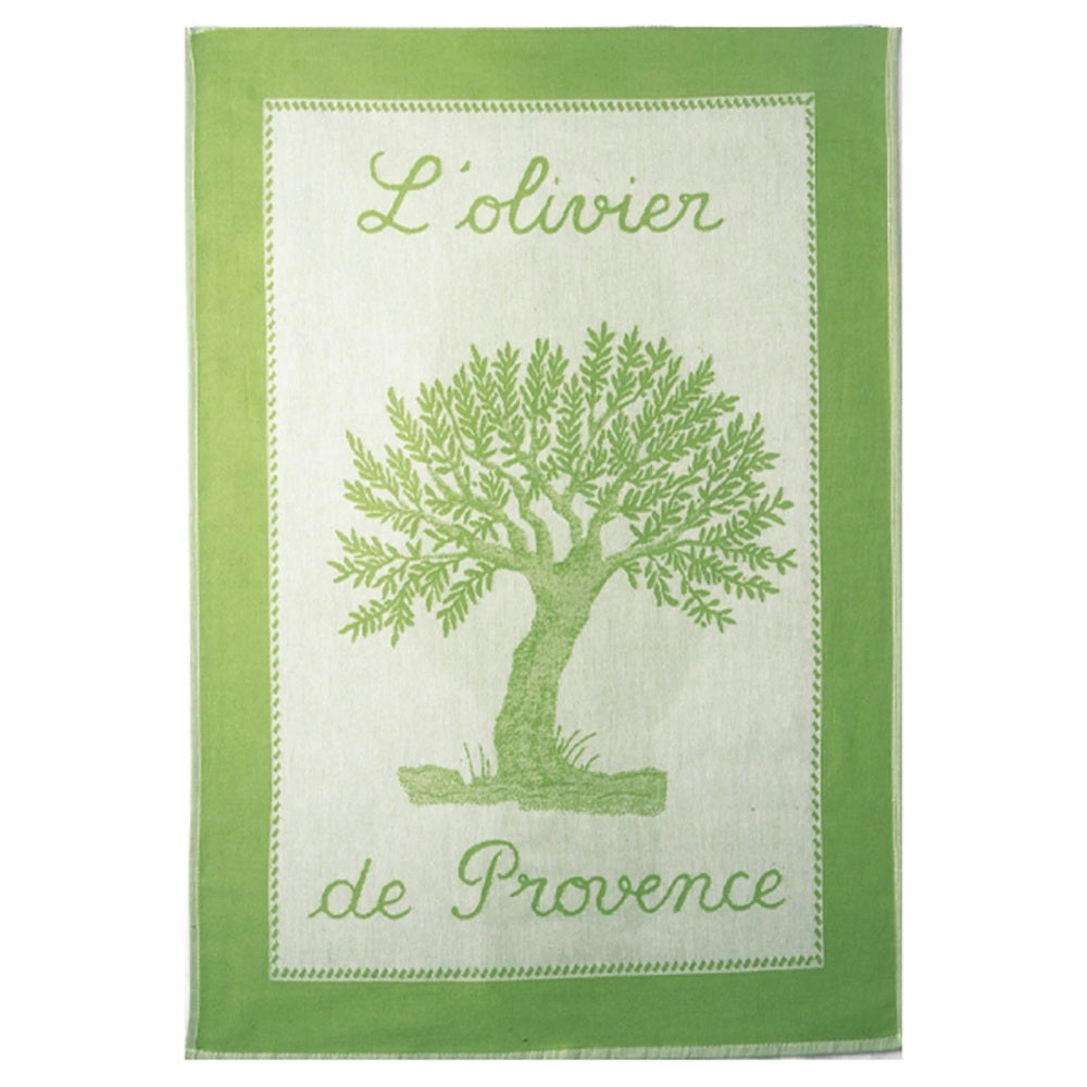 Olive Tree French Cotton Jacquard Tea Towel