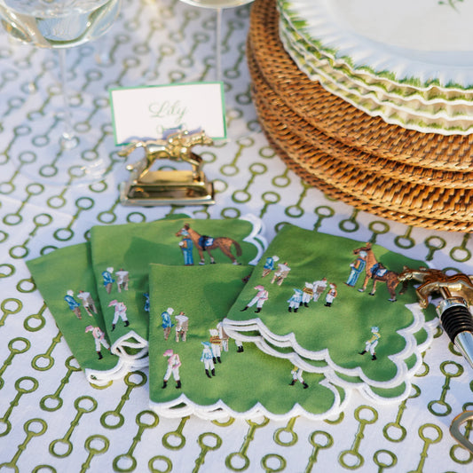 Paddock & Jockeys Embroidered Cocktail Napkins | Set of 4