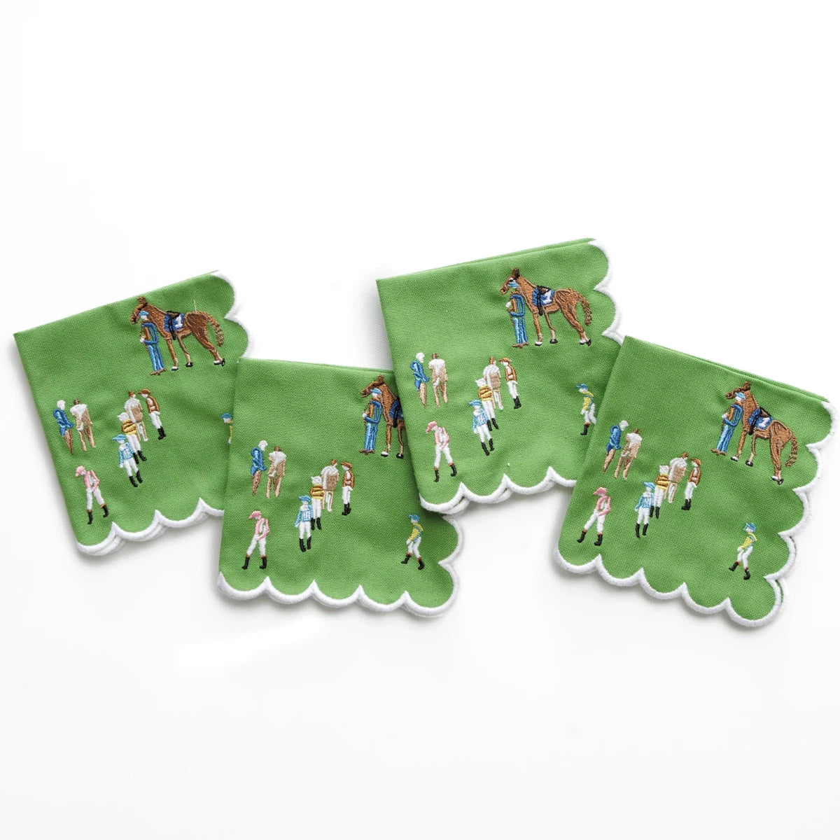 Paddock & Jockeys Embroidered Cocktail Napkins | Set of 4 - The Savory Pantry