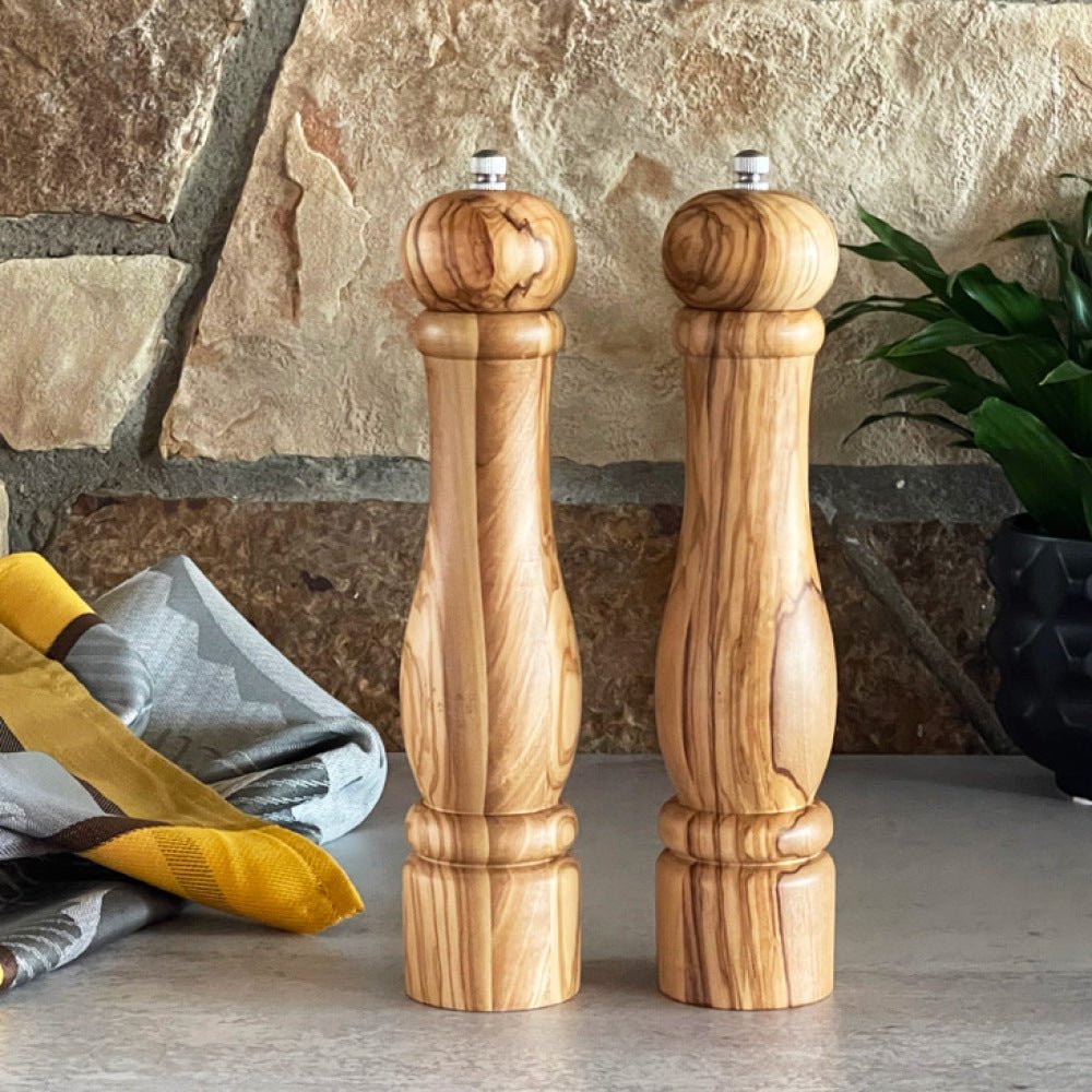 Natural Olive Wood Salt & Pepper Mill Gift Set - The Savory Pantry