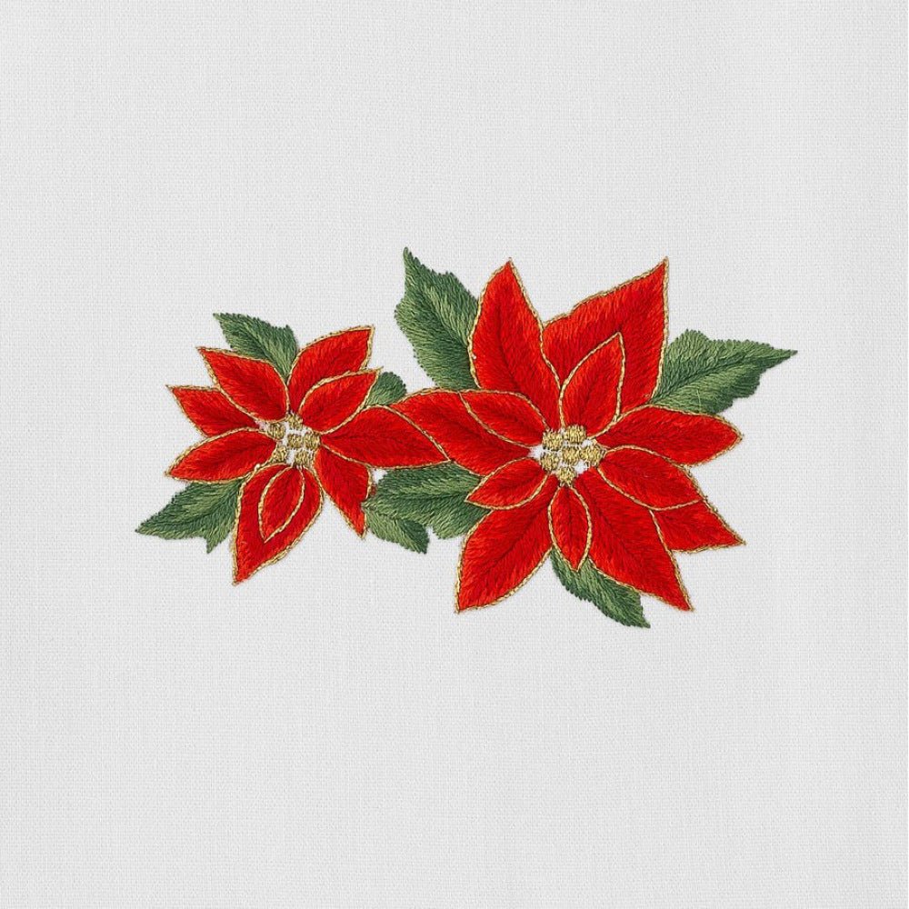 Poinsettias Hand Embroidered Towel - The Savory Pantry