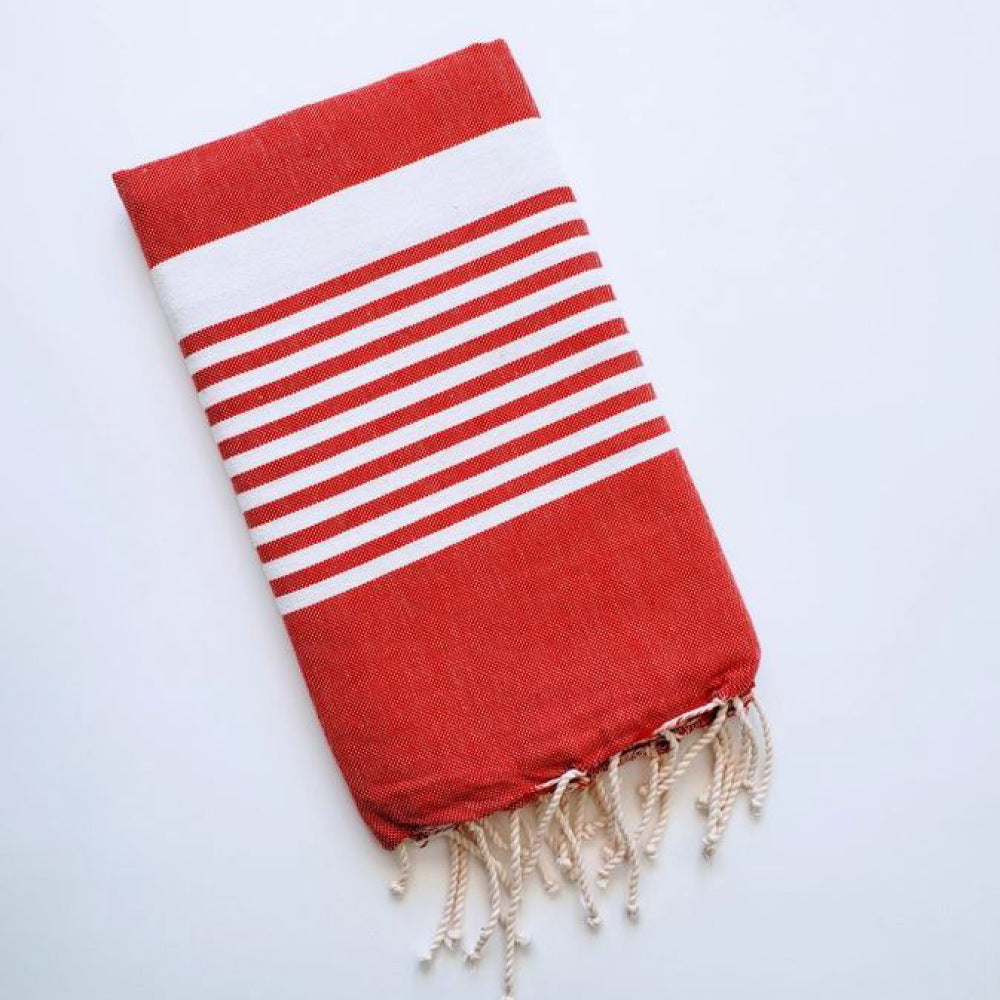 Turkish Table Throw - Apple Red & White