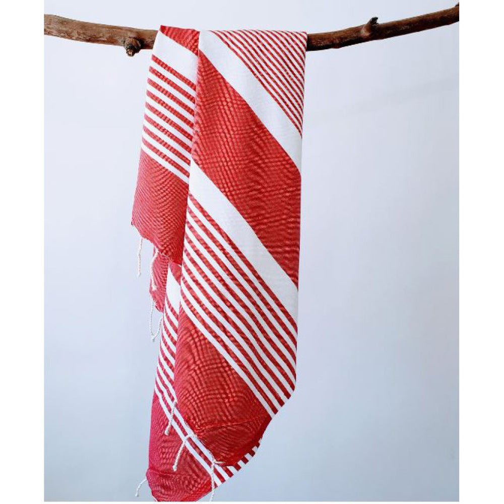 Turkish Table Throw - Apple Red & White - The Savory Pantry
