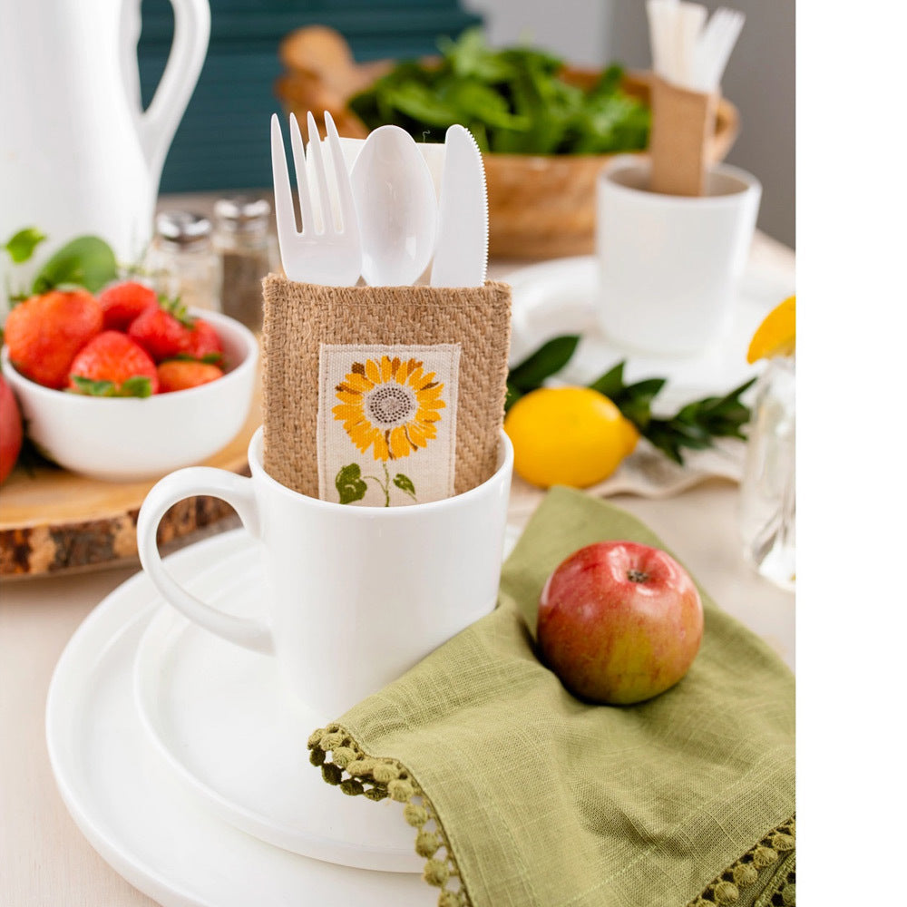 Cutlery Couture Silverware Pouches with Sunflowers