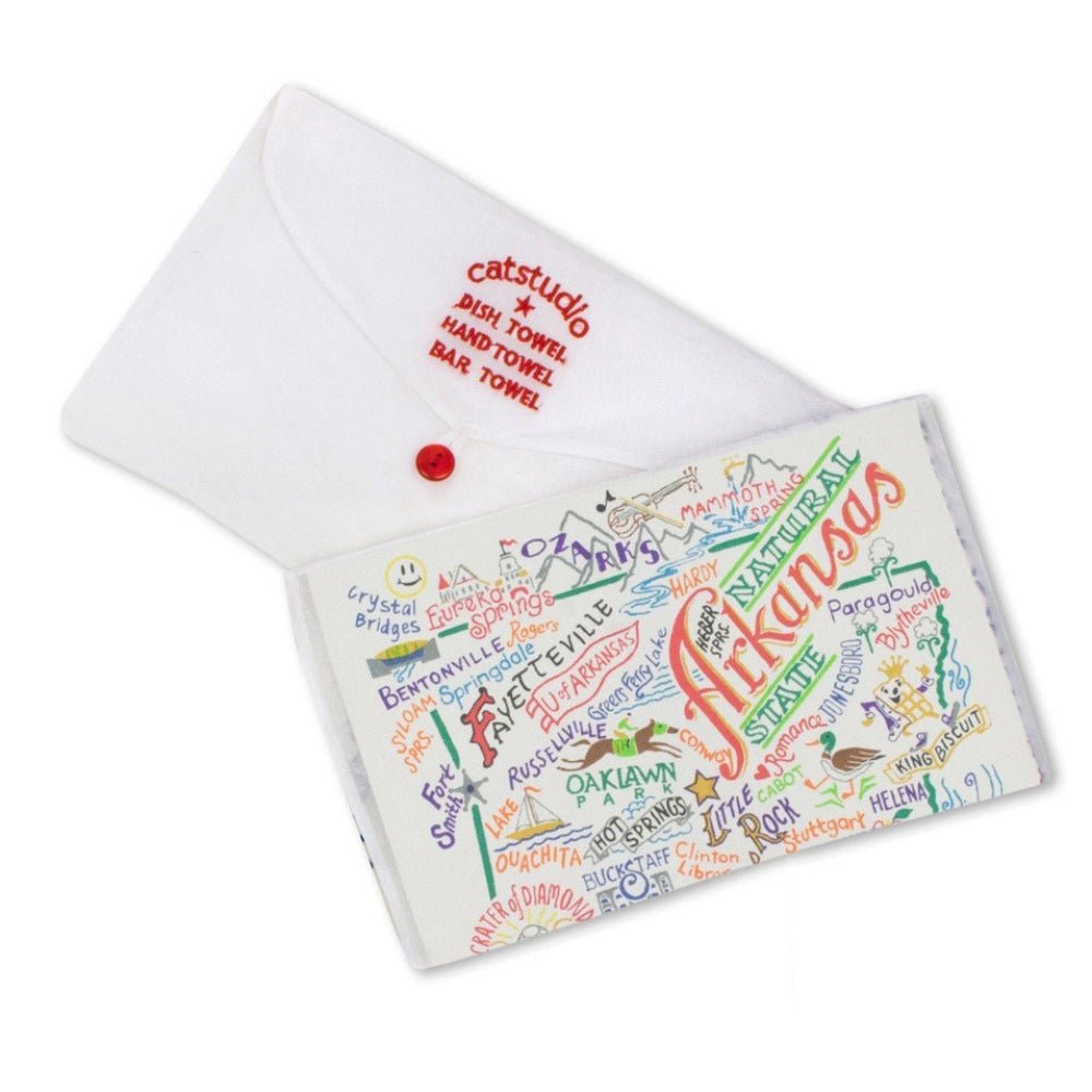 Arkansas Hand-Embroidered Cotton Tea Towel - The Savory Pantry