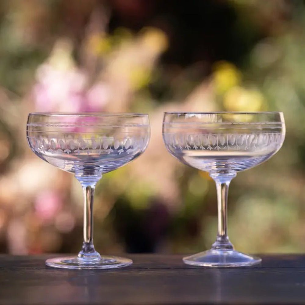 Crystal Coupes with Oval Design | Set of 4 - The Savory Pantry