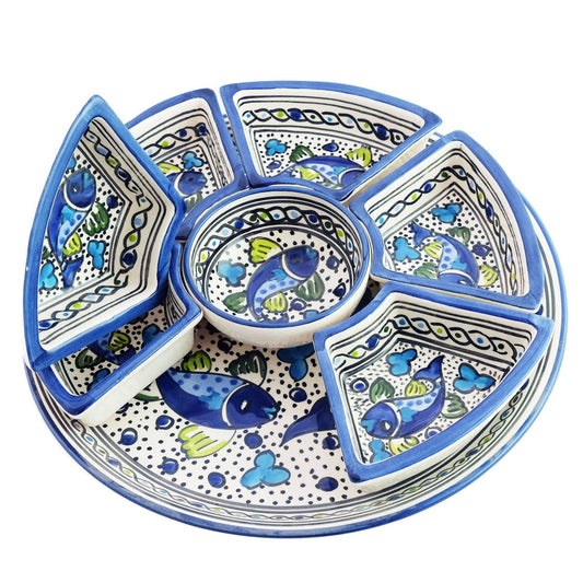 Blue Fish | Ceramic Tapas Chip & Dip Server