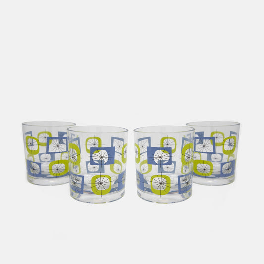 Atomic Acrylic Old Fashioned Glasses | Blue | Set of 4