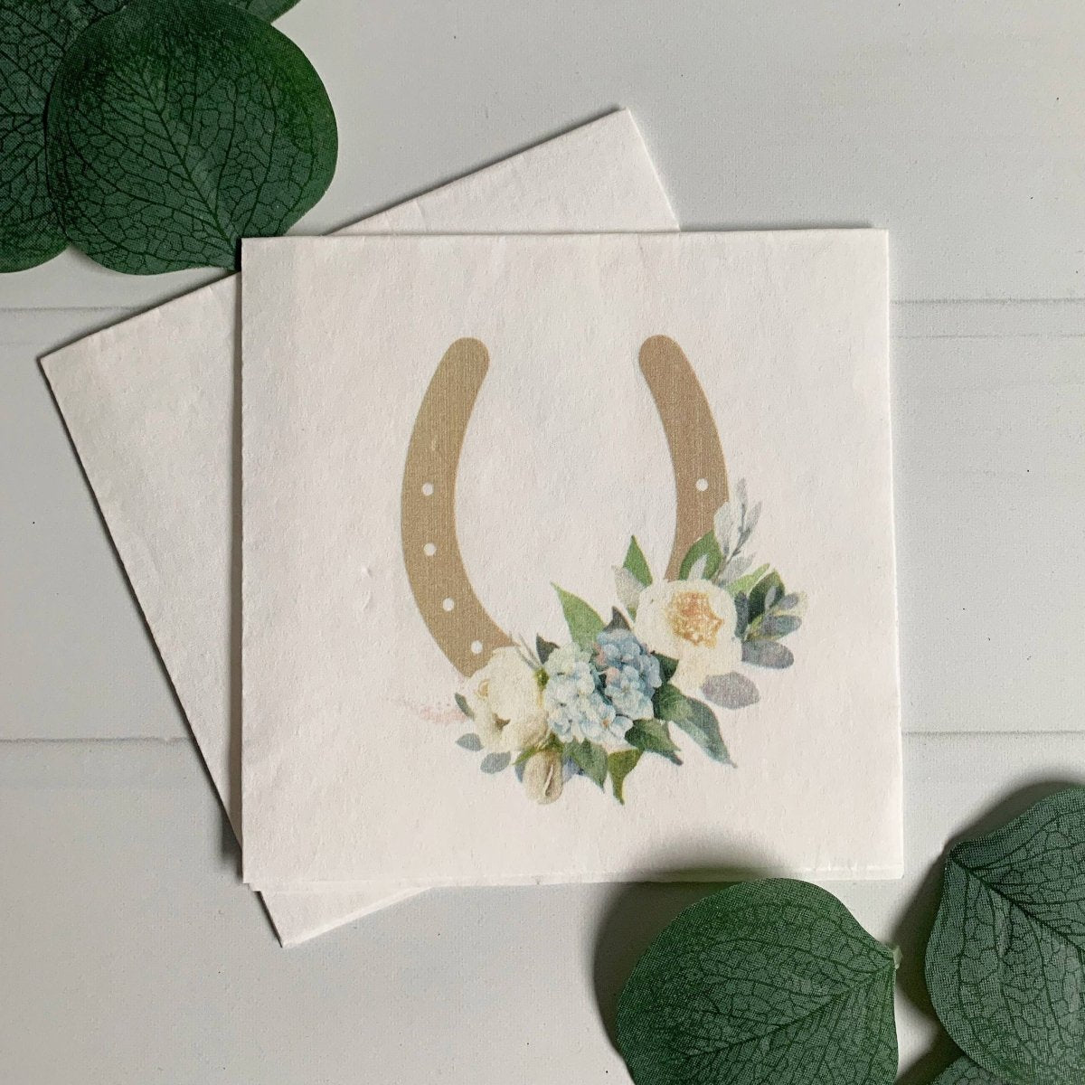 Golden Horseshoe & Hydrangea Cocktail Napkins - The Savory Pantry