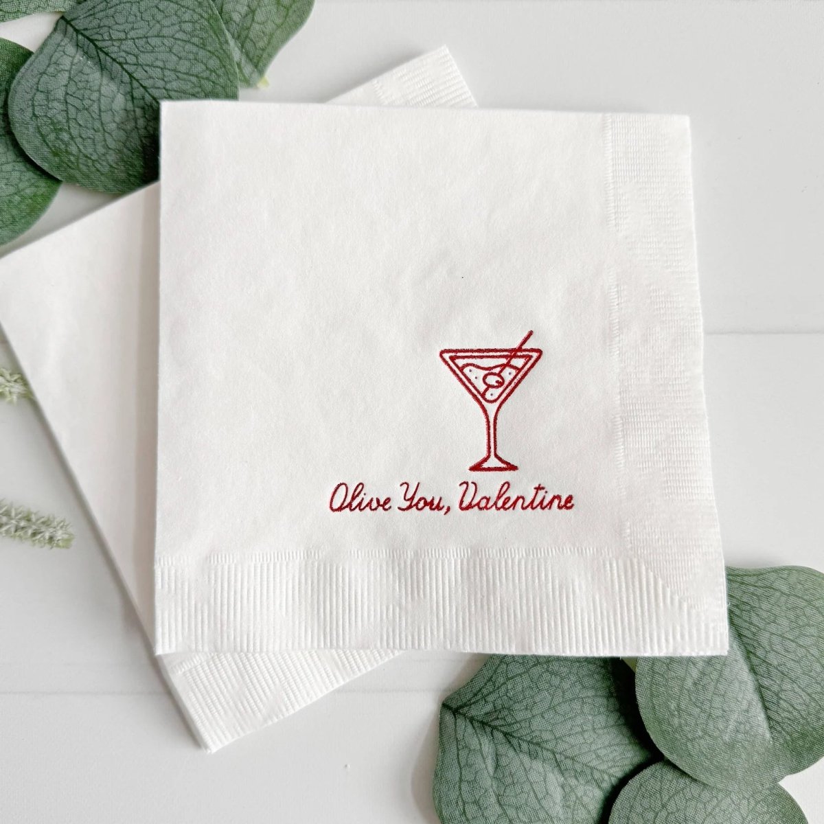 Olive You, Valentine Martini Cocktail Napkins - The Savory Pantry