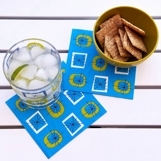 Atomic Paper Cocktail Napkins | Blue