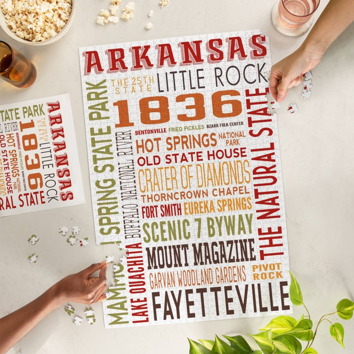 Arkansas Typography 1,000 Piece Puzzle - The Savory Pantry