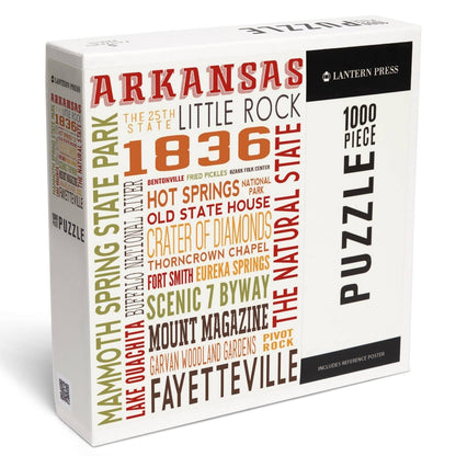 Arkansas Typography 1,000 Piece Puzzle - The Savory Pantry