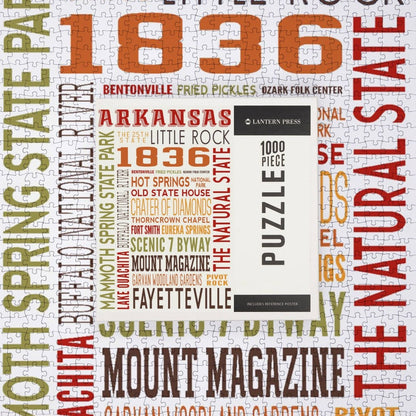 Arkansas Typography 1,000 Piece Puzzle - The Savory Pantry