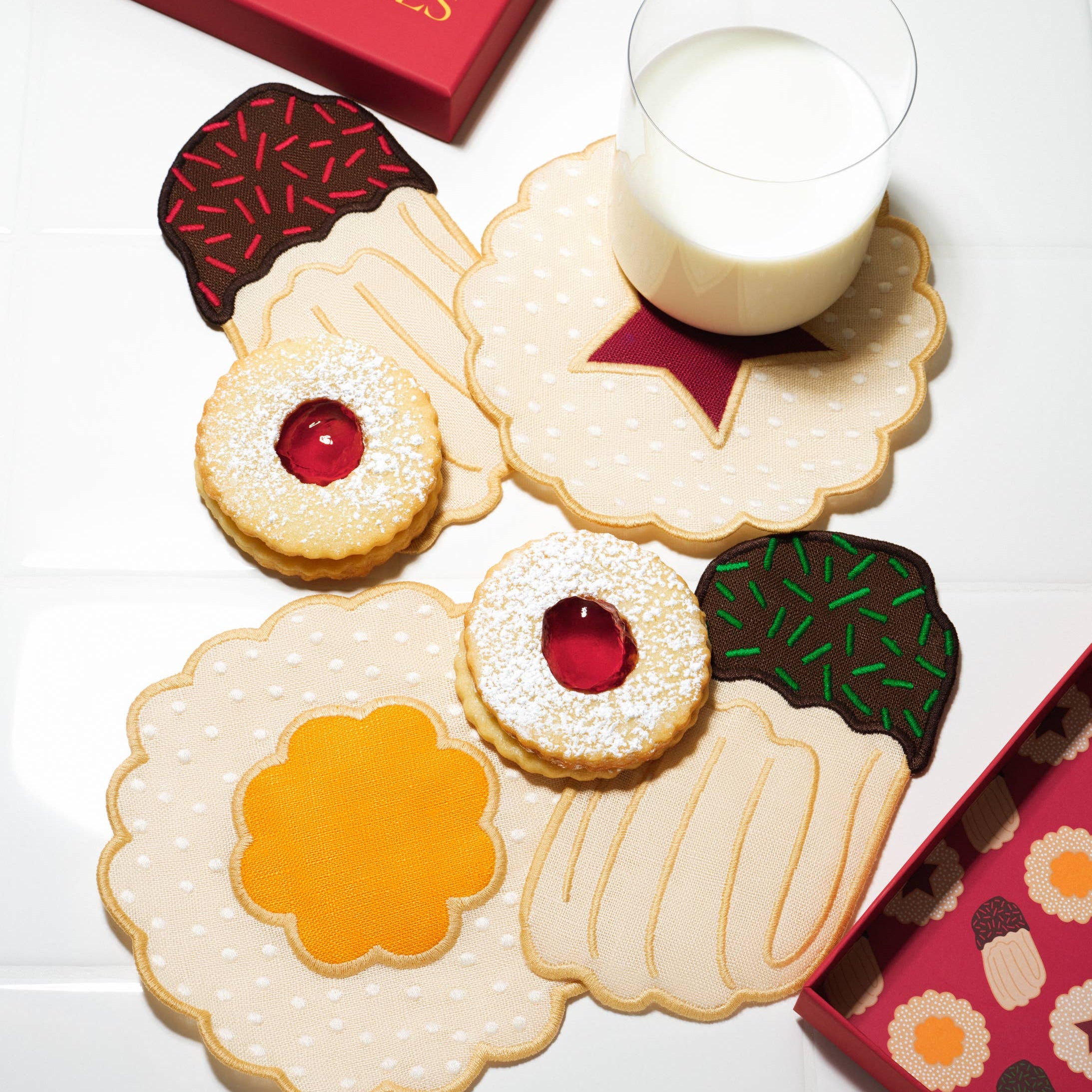 Holiday Cookies Linen Cocktail Napkins