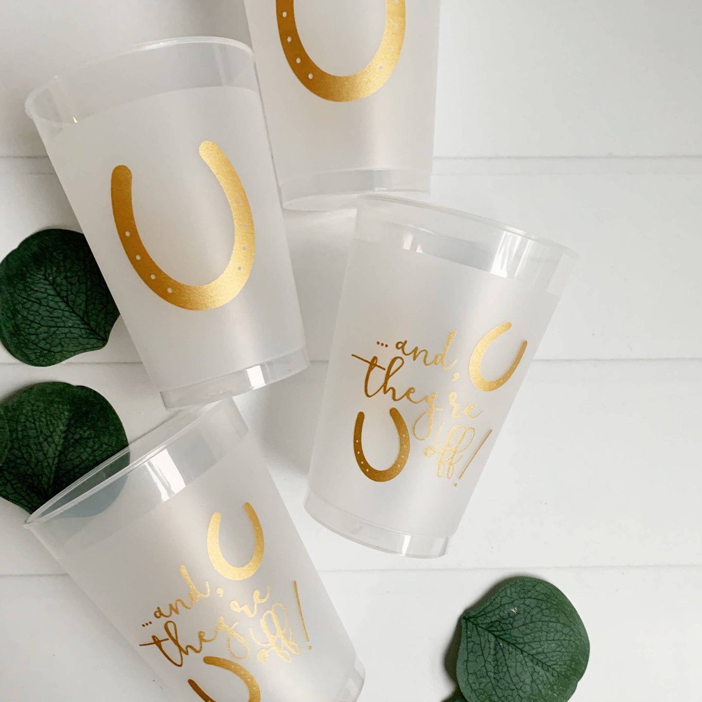 And They're Off! Frosted Cups | Set of 8 Gold