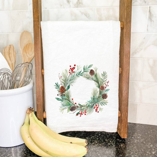 Winter Wreath Cotton Tea Towel
