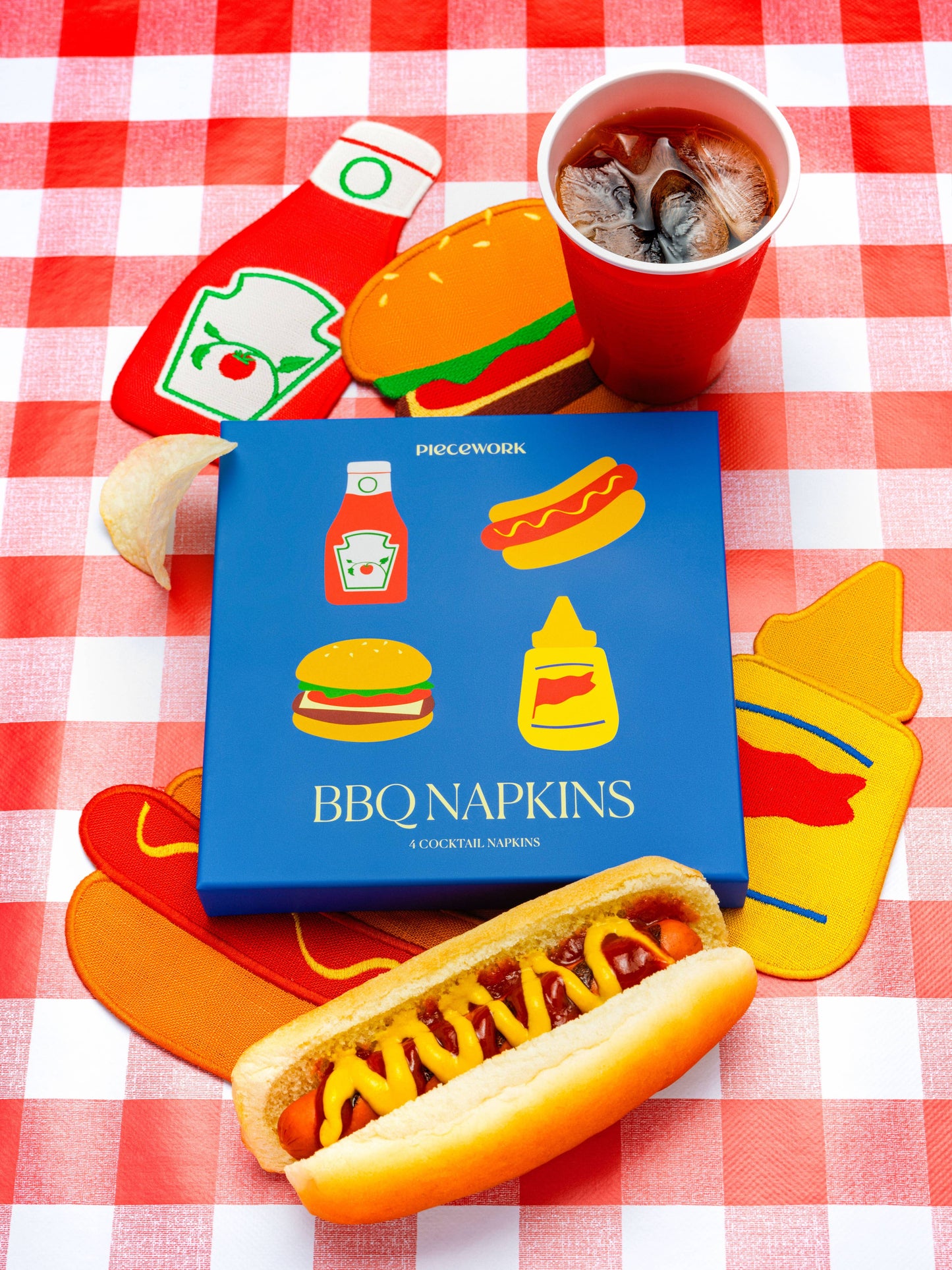 BBQ Linen Cocktail Napkins | Set of 4