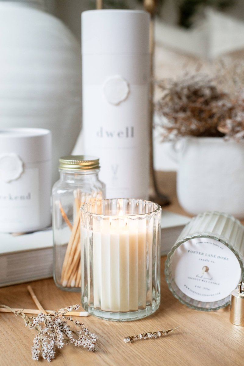 Dwell Bergamot + Mahogany Fluted Coconut Wax Candle - The Savory Pantry