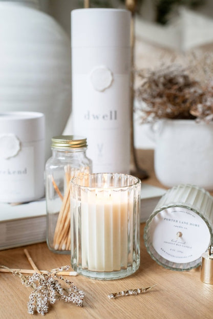 Dwell Bergamot + Mahogany Fluted Coconut Wax Candle - The Savory Pantry