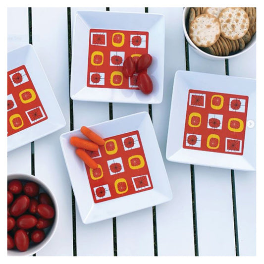 Atomic Melamine Appetizer Plates in Orange | Set of 4