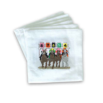 Away They Go Embroidered Cocktail Napkins - Set of 6