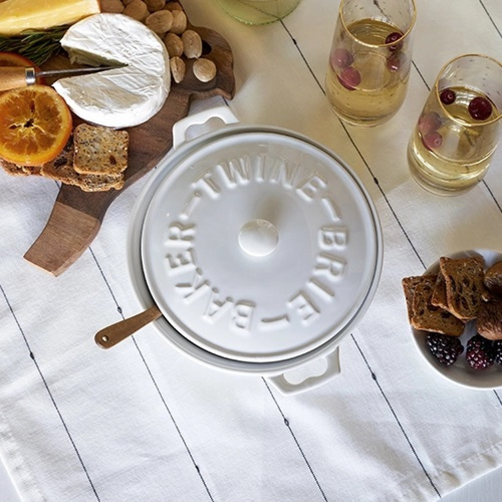 Ceramic Brie Baker with Acacia Wood Spreader