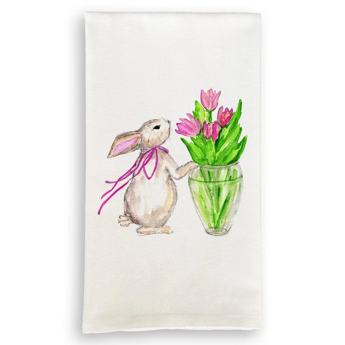 Easter Bunny with Tulips Tea Towel - The Savory Pantry