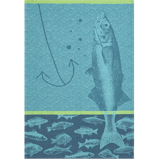 Coucke Fishing French Cotton Jacquard Tea Towel