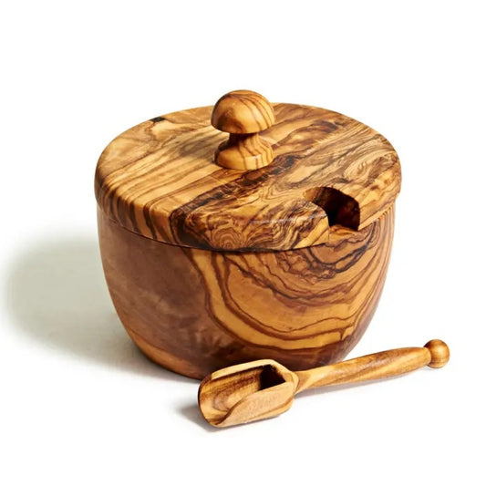 Olive Wood Sugar Bowl with Scoop