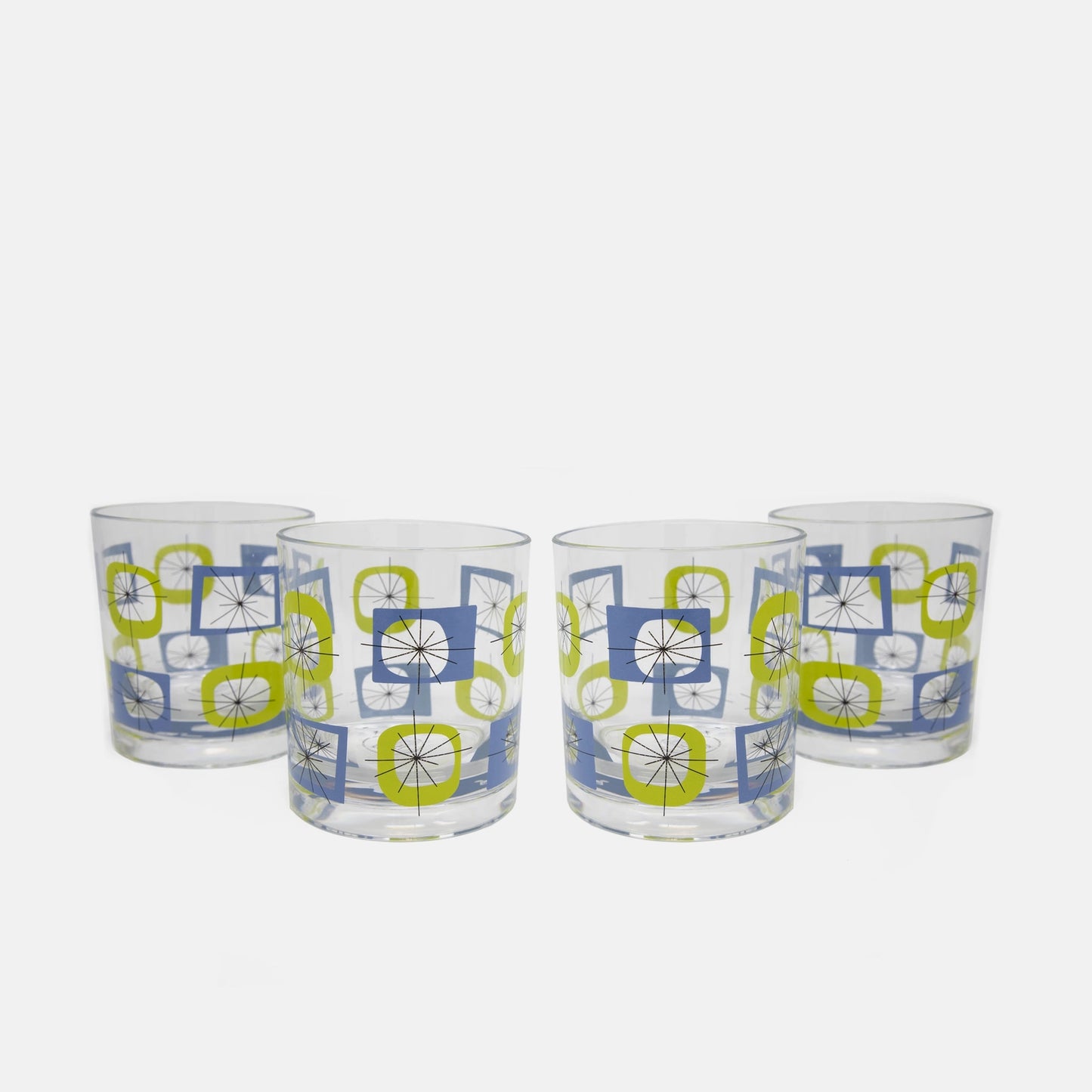 Atomic Acrylic Old Fashioned Glasses | Blue | Set of 4