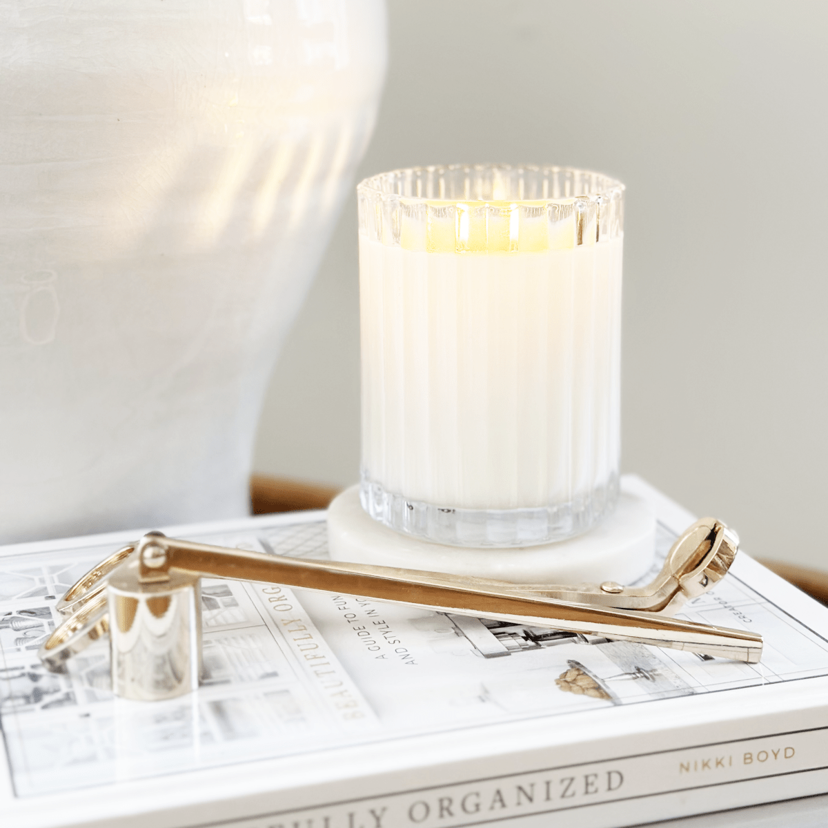 Dwell Bergamot + Mahogany Fluted Coconut Wax Candle - The Savory Pantry