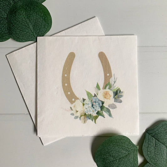 Golden Horseshoe & Hydrangea Cocktail Napkins