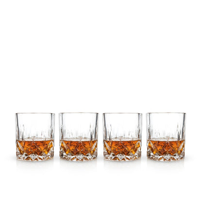 Vintage Style Crystal Rocks Glasses | Set of 4