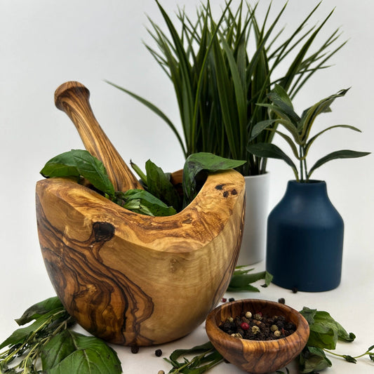 Free Form Olive Wood Mortar & Pestle | 4"